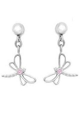 stunning small dragonfly pink sapphire silver earrings for babies